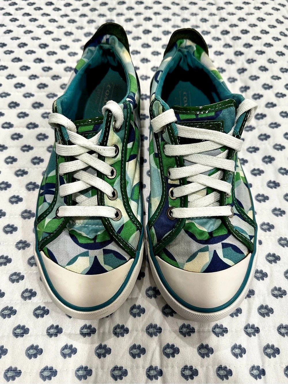 Coach Barrett Poppy Floral Canvas Sneakers Green & Blue